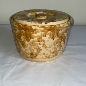 Antique Sponged YELLOW WARE Covered Casserole